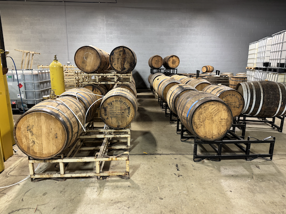 Barrels of aging rum